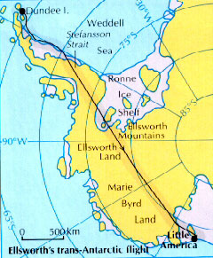 Lincoln Ellsworth Flight Lincoln Ellsworth's Flight Path from 'Lincoln Ellsworth' (see sources)